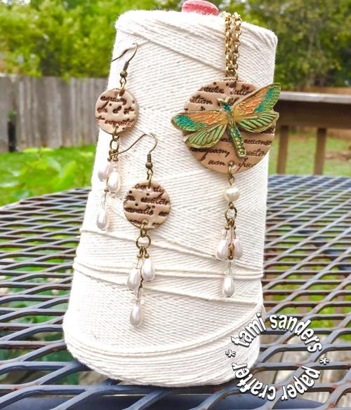 dragonfly jewelry set,polymer clay, smooch ink,tami sanders,blog